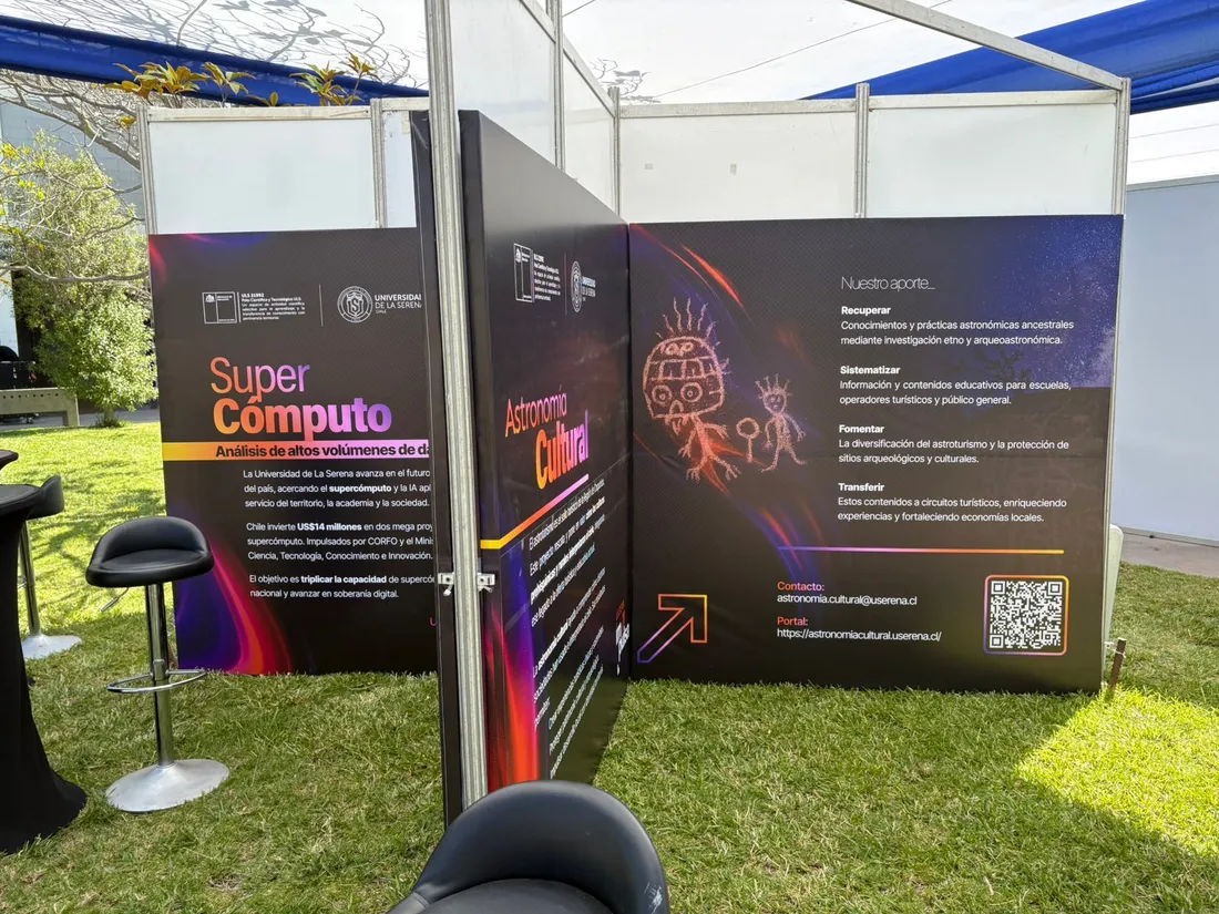Paneles gráficos impresos para un stand universitario